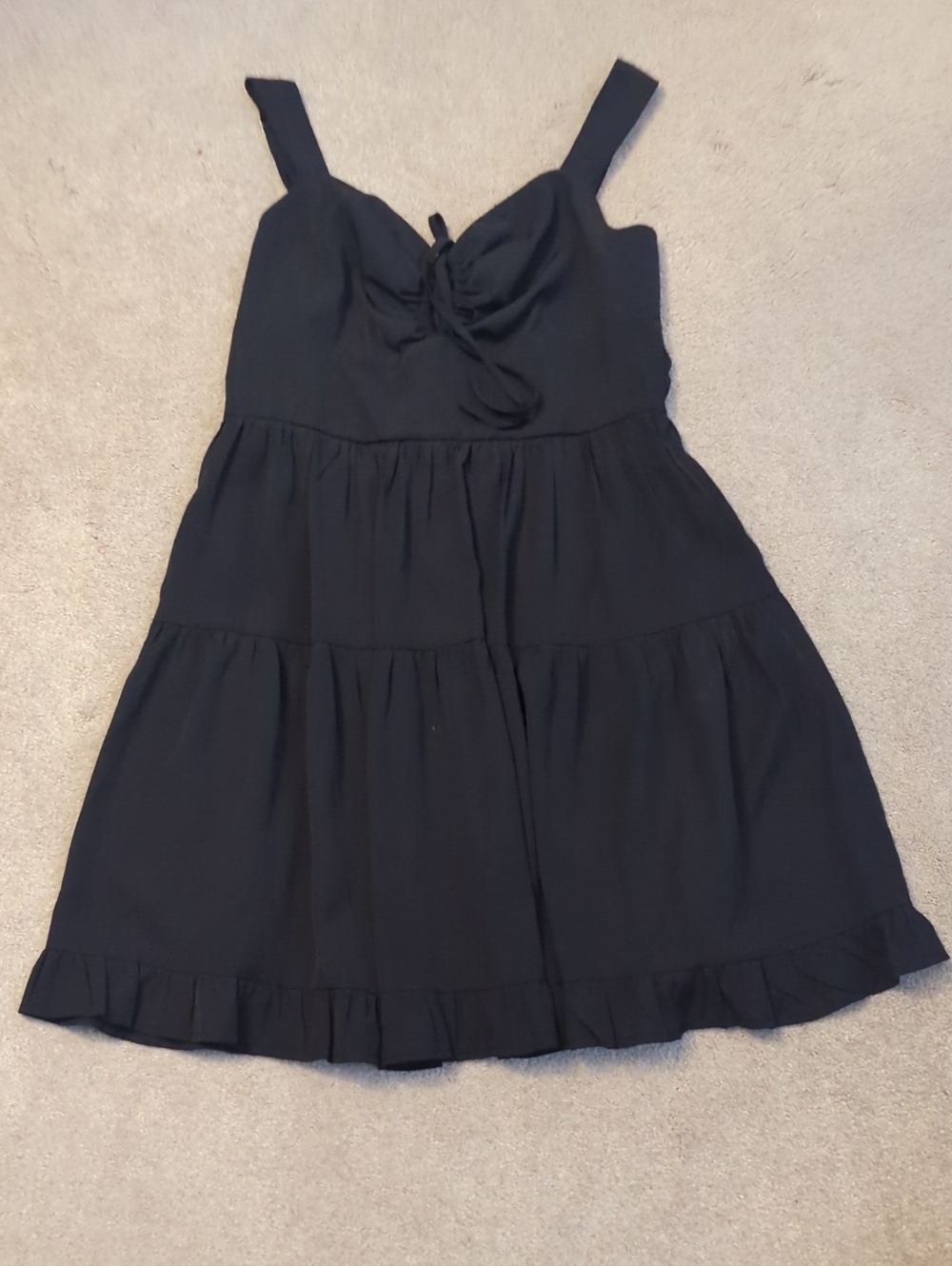 She + Sky Black Tie-Front Tiered Sundress